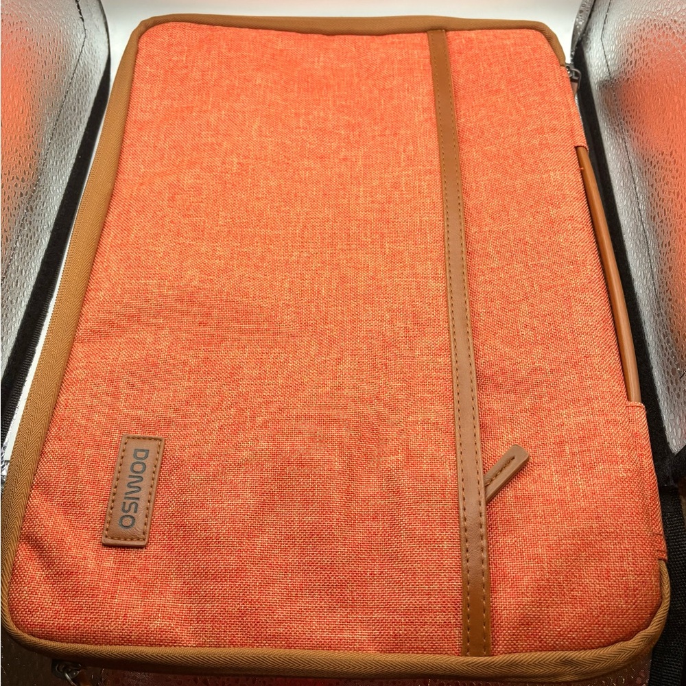 DOMISO Canvas Sleeve Case Orange Brown All-Over Pattern Laptop Cover